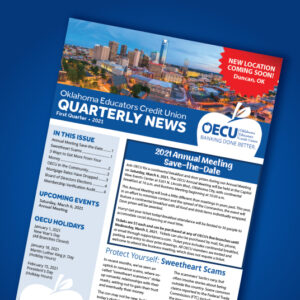 Newsletter cover on blue background