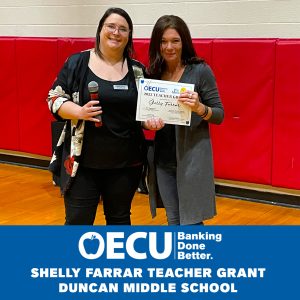 Shelly Farrar receiving her Teacher Grant!