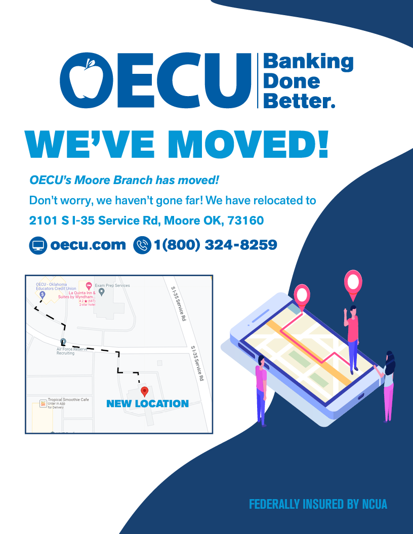 We've Moved! OECU's Moore branch has moved. We have moved to 2101 S I-35 Service rd. Moore, OK